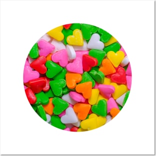 Multicolored Confetti Sprinkle Hearts Photo Circle Posters and Art